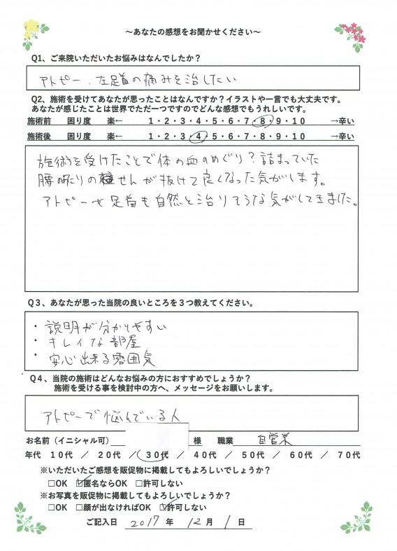 アンケート用紙