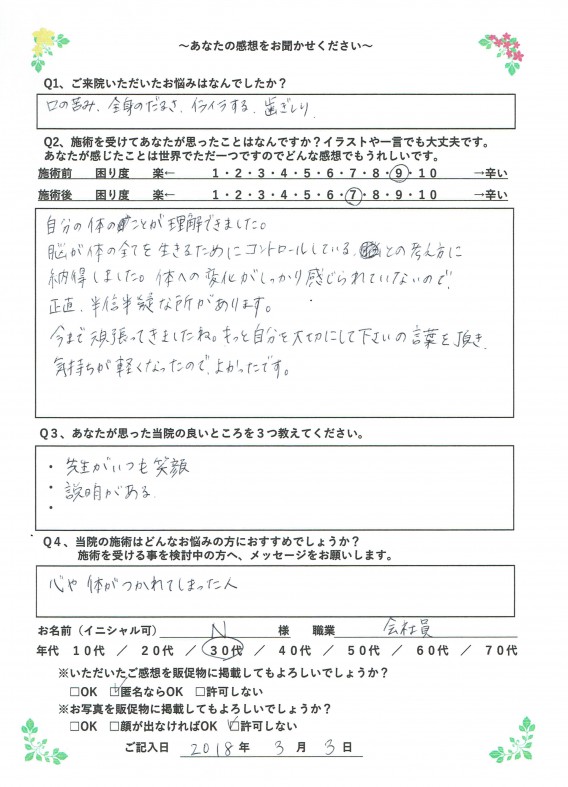 アンケート用紙