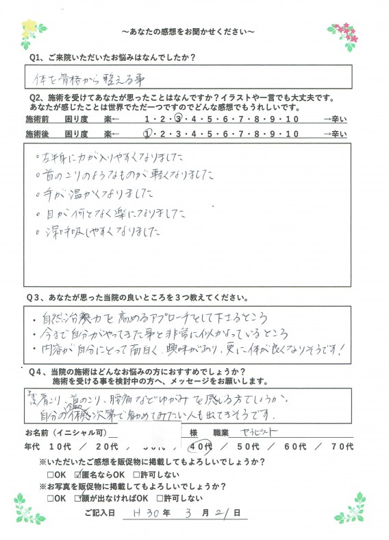 アンケート用紙