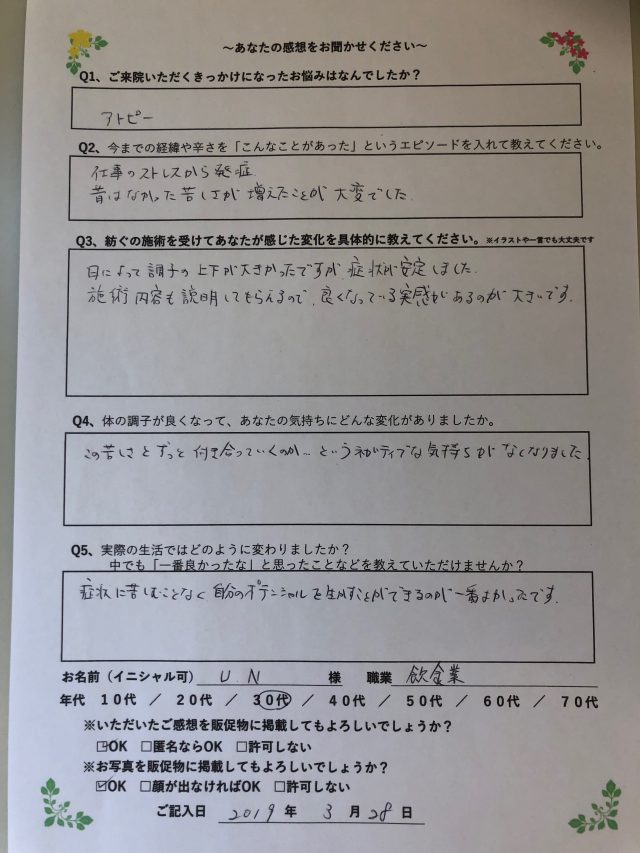 アンケート用紙