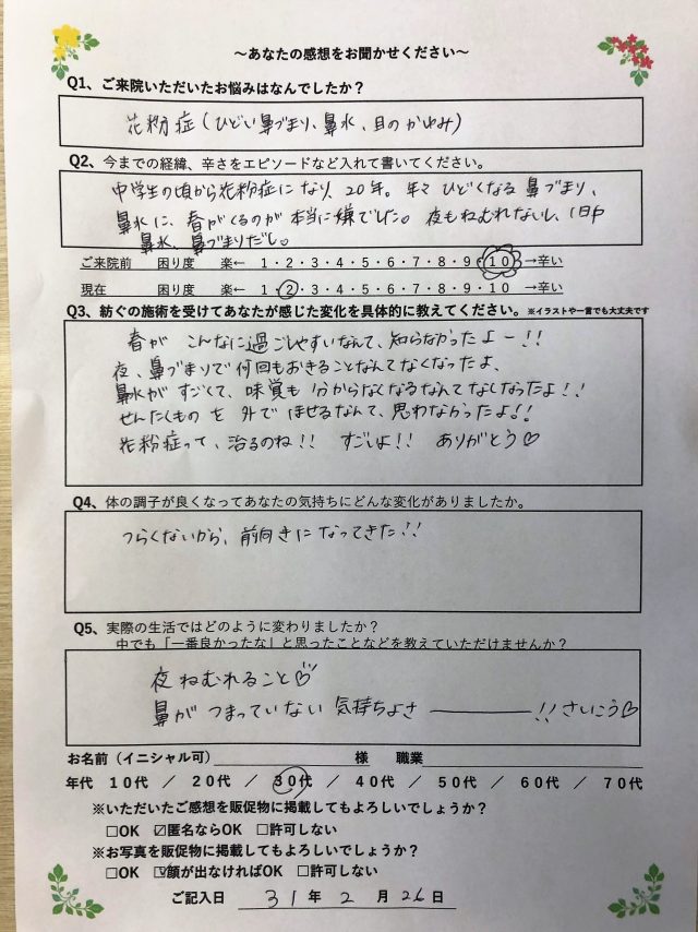 アンケート用紙