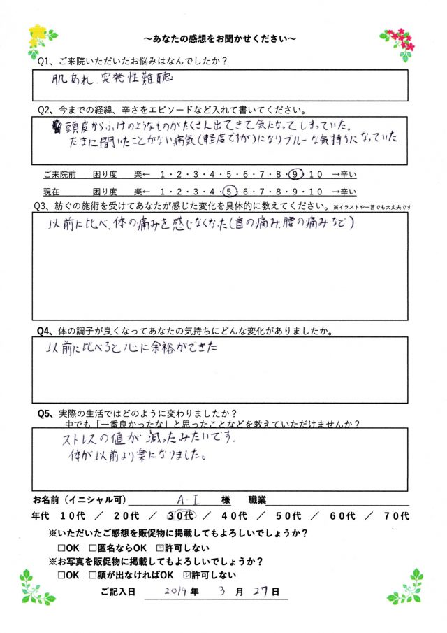 アンケート用紙