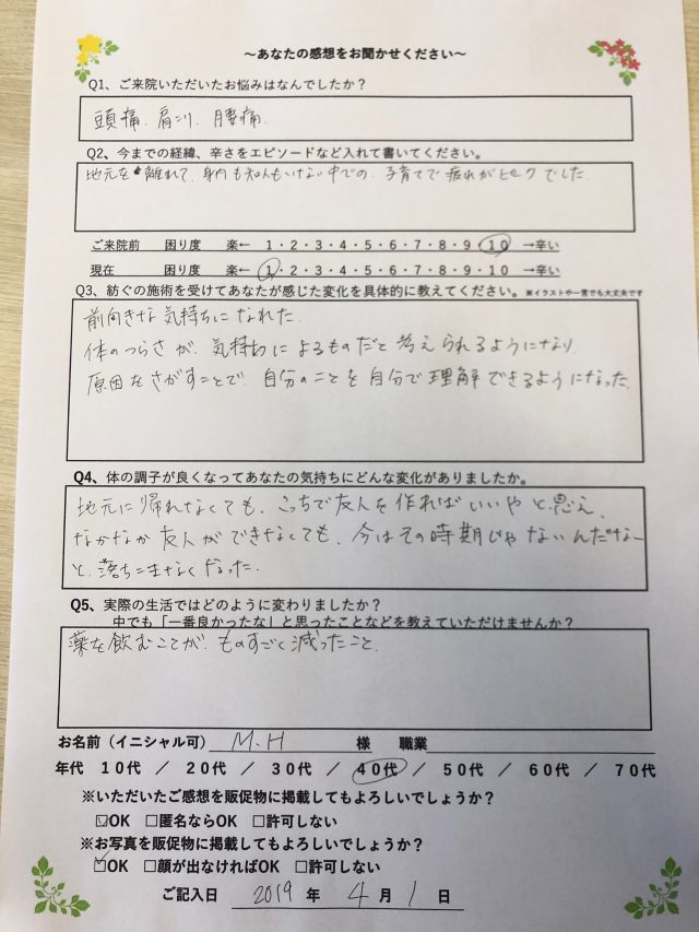 アンケート用紙