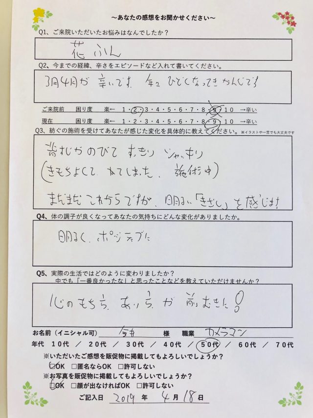 アンケート用紙