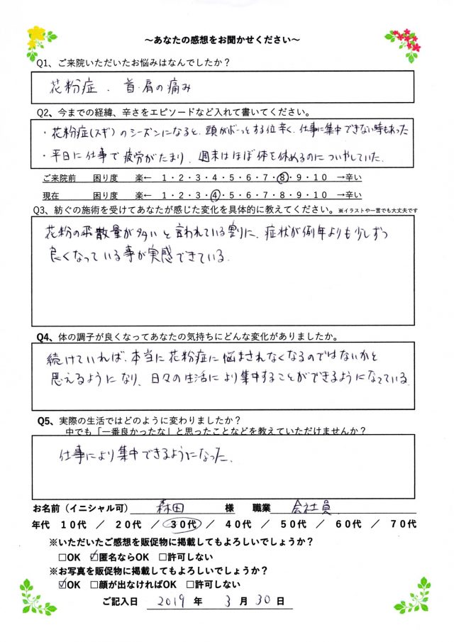 アンケート用紙