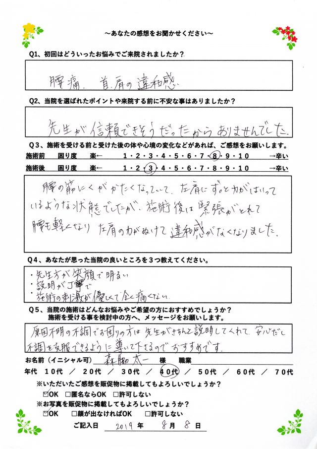 アンケート用紙