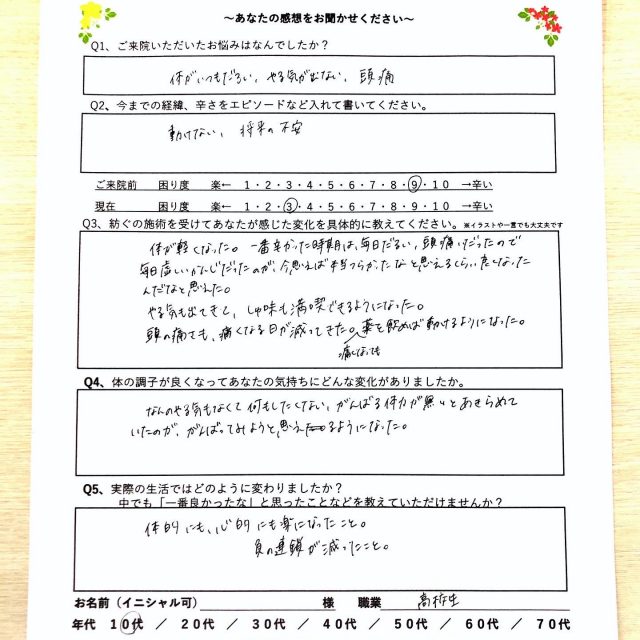 アンケート用紙