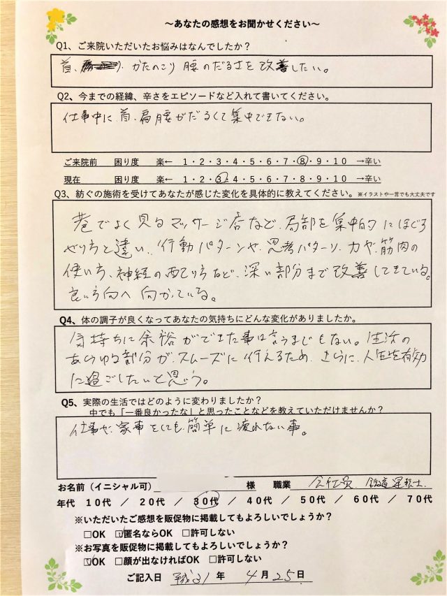 アンケート用紙