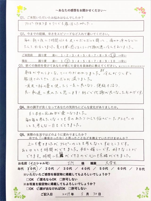 アンケート用紙