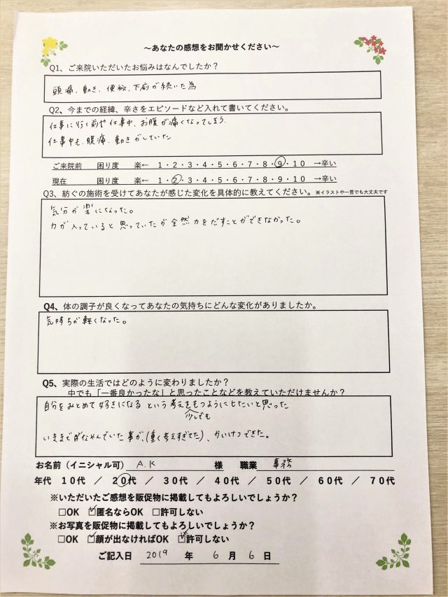 アンケート用紙