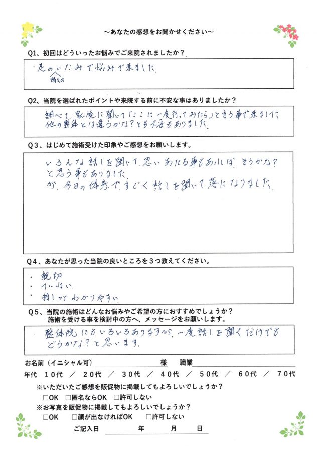 アンケート用紙