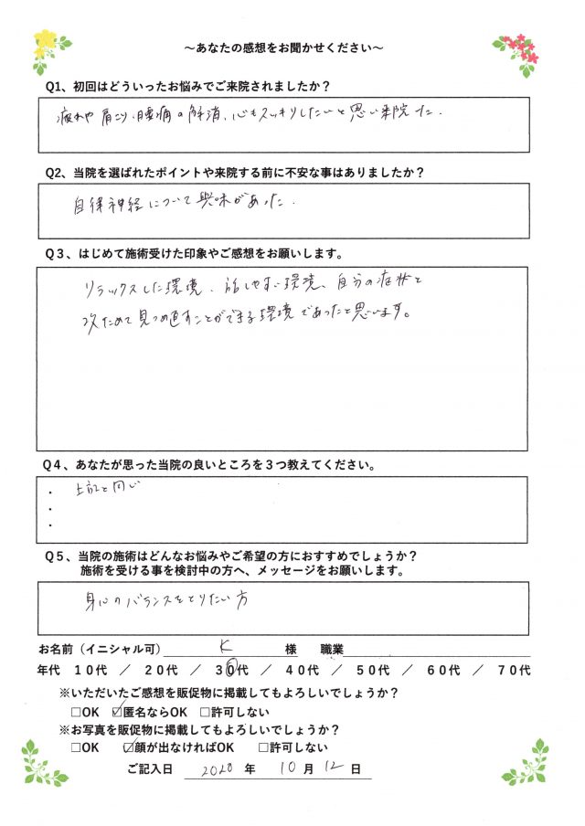 アンケート用紙