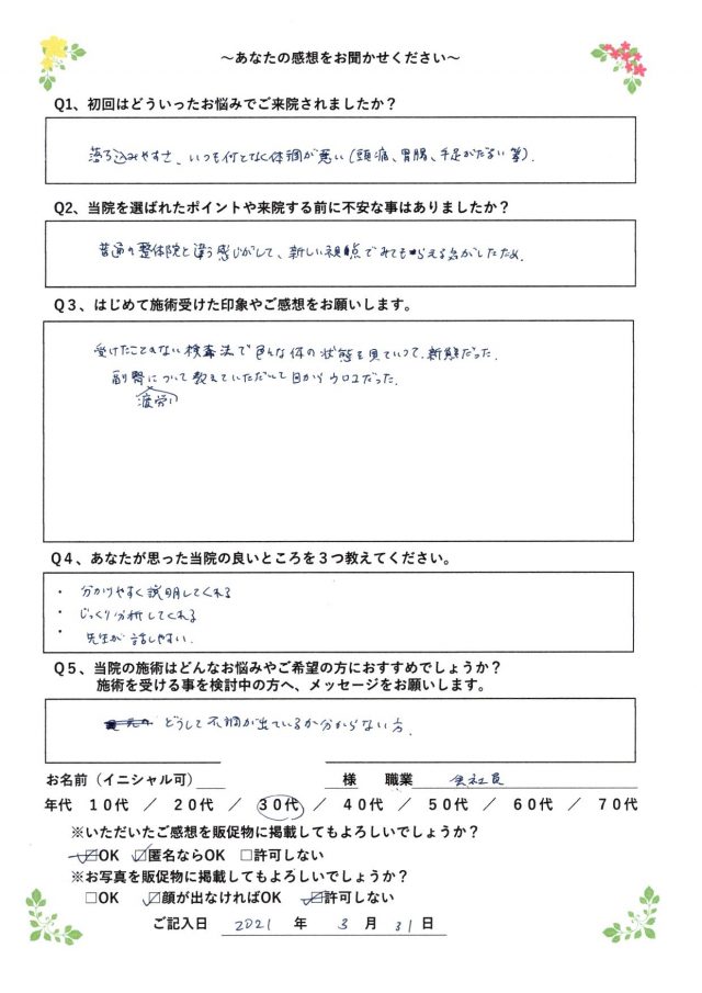 アンケート用紙