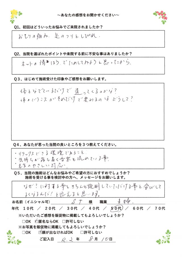 アンケート用紙