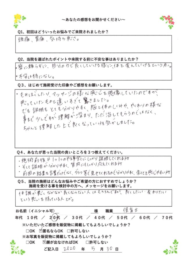 アンケート用紙
