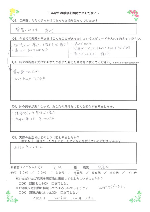 アンケート用紙