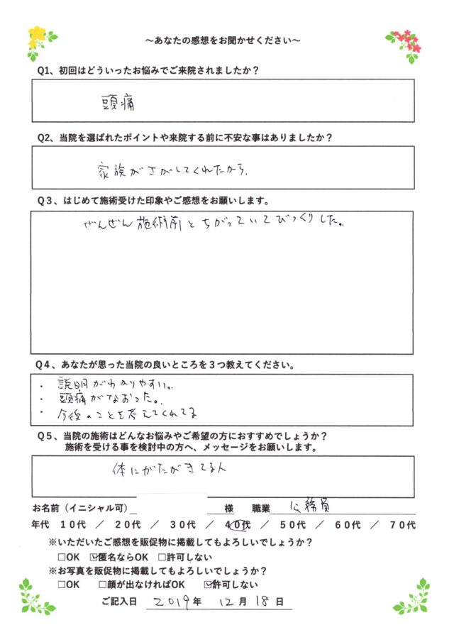 アンケート用紙
