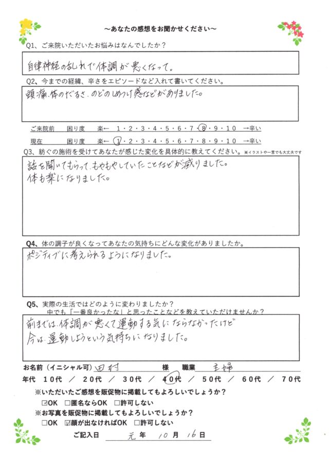 アンケート用紙