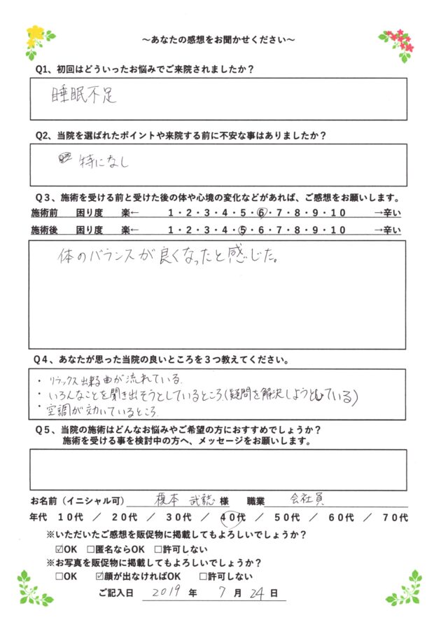 アンケート用紙