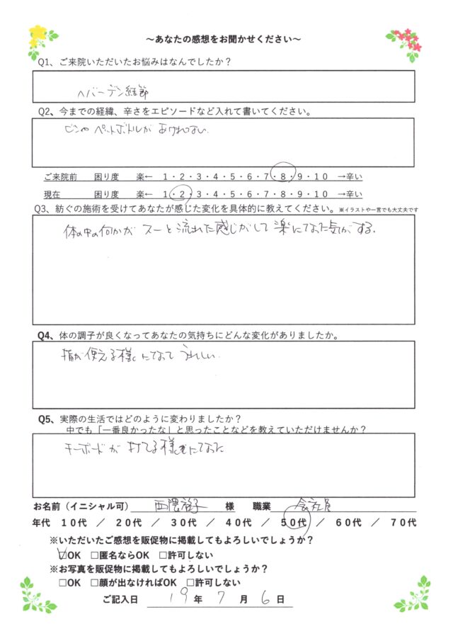 アンケート用紙