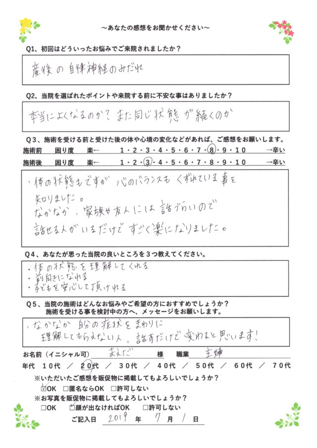 アンケート用紙