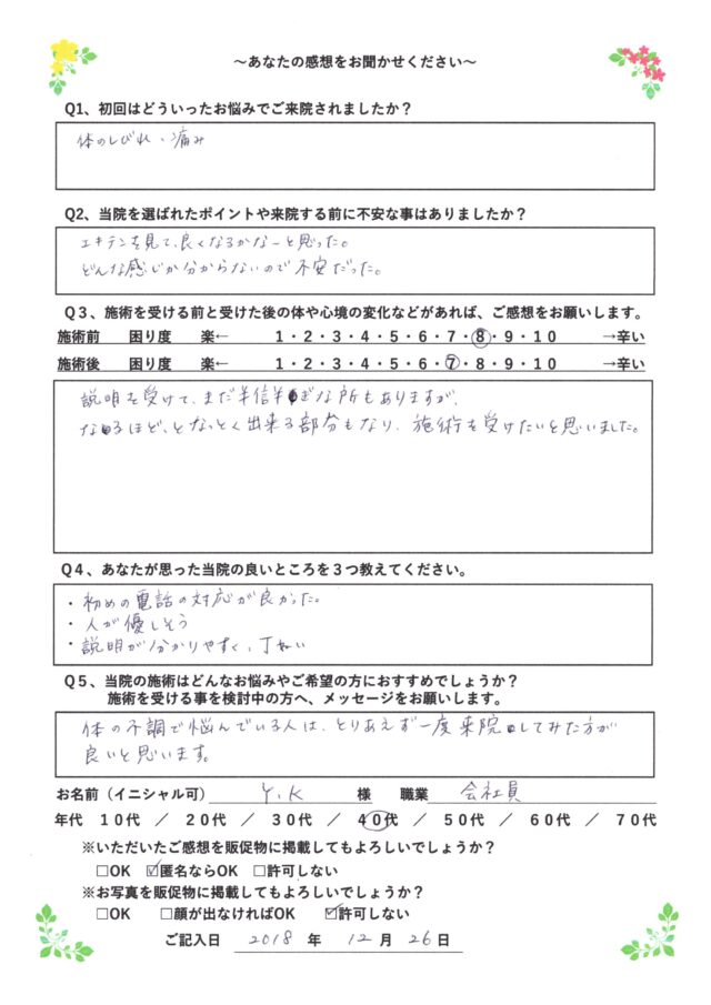 アンケート用紙