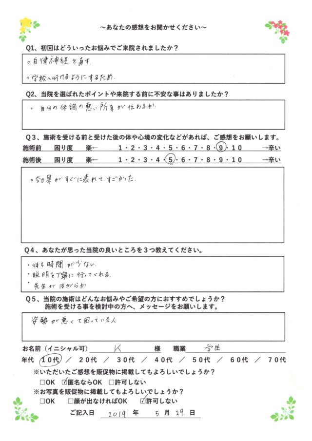 アンケート用紙
