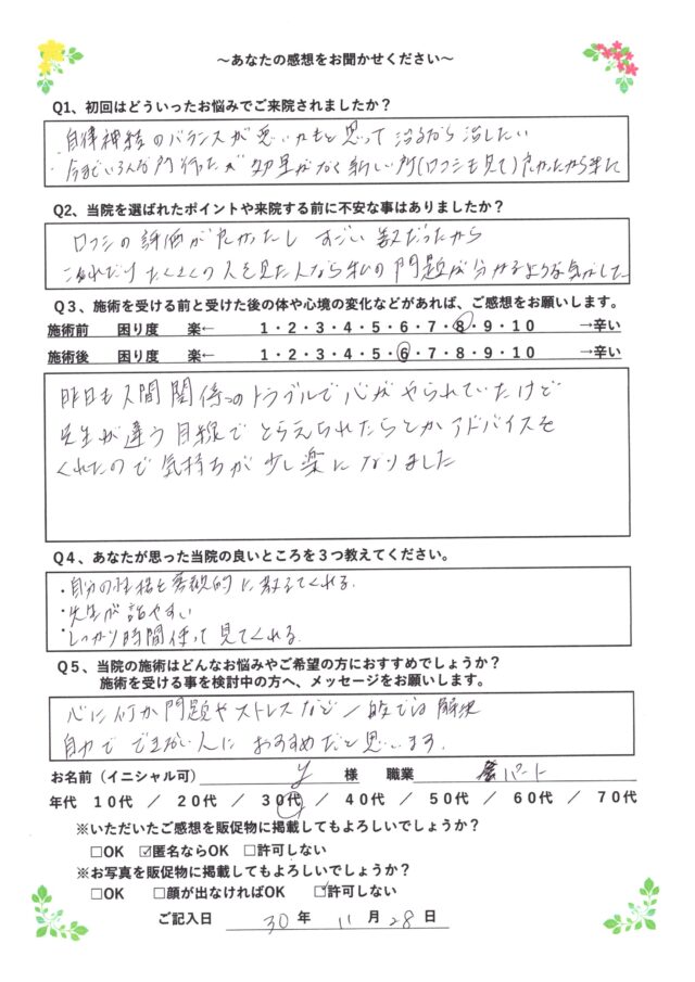 アンケート用紙