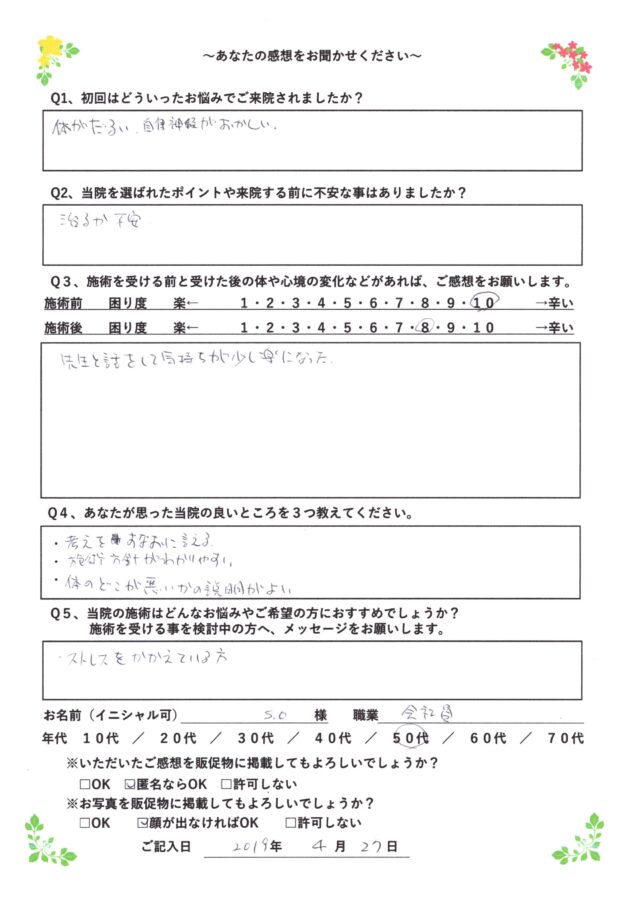 アンケート用紙