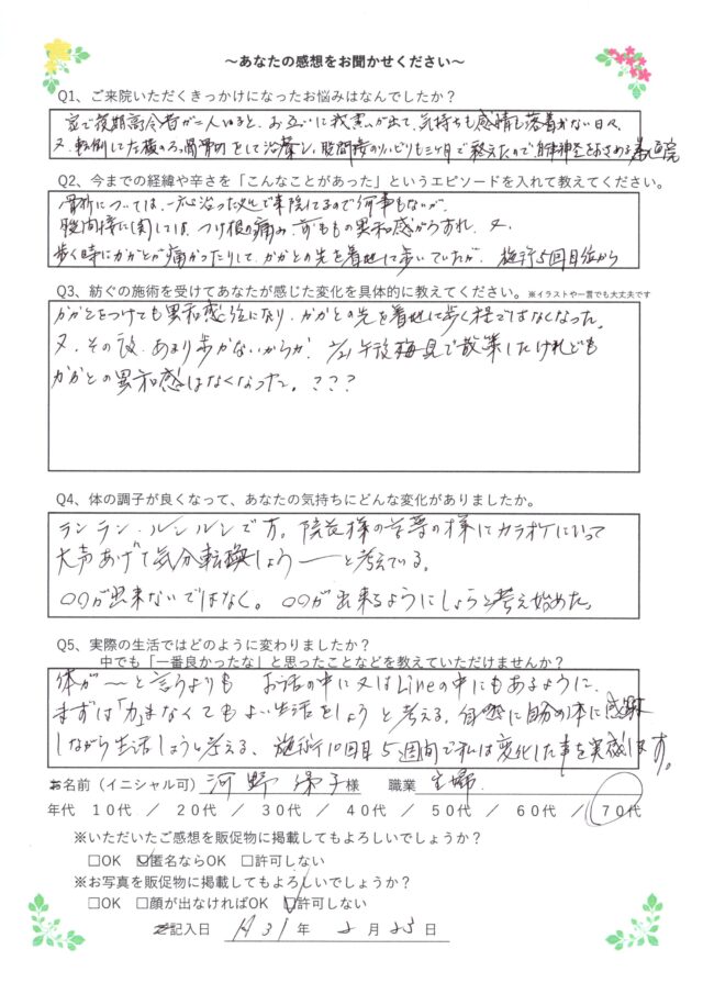 アンケート用紙