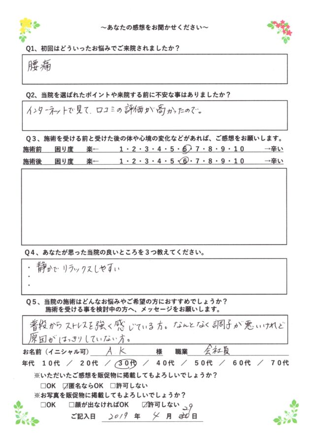 アンケート用紙