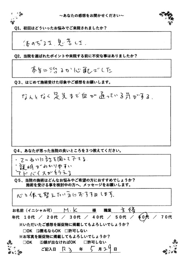 アンケート用紙