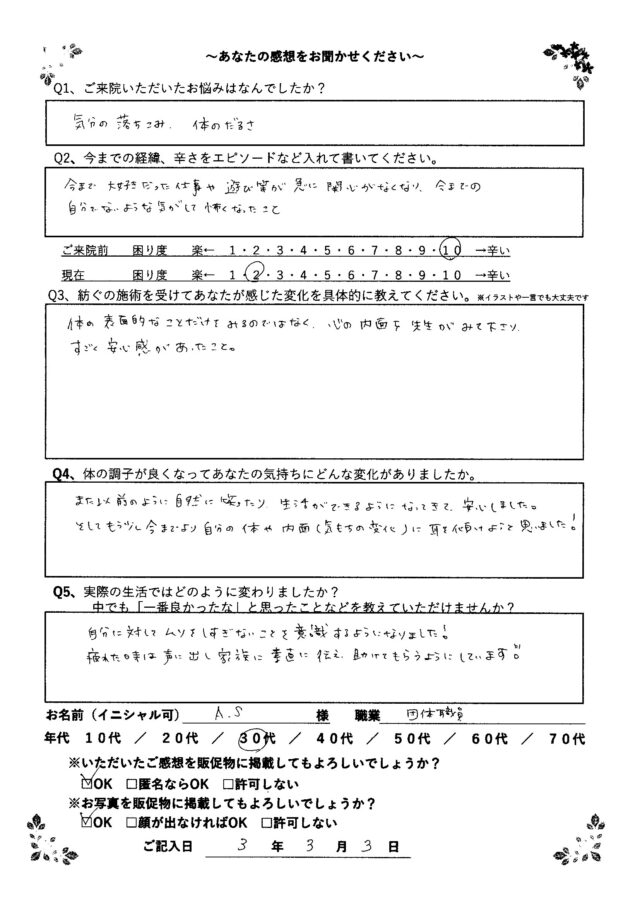 アンケート用紙