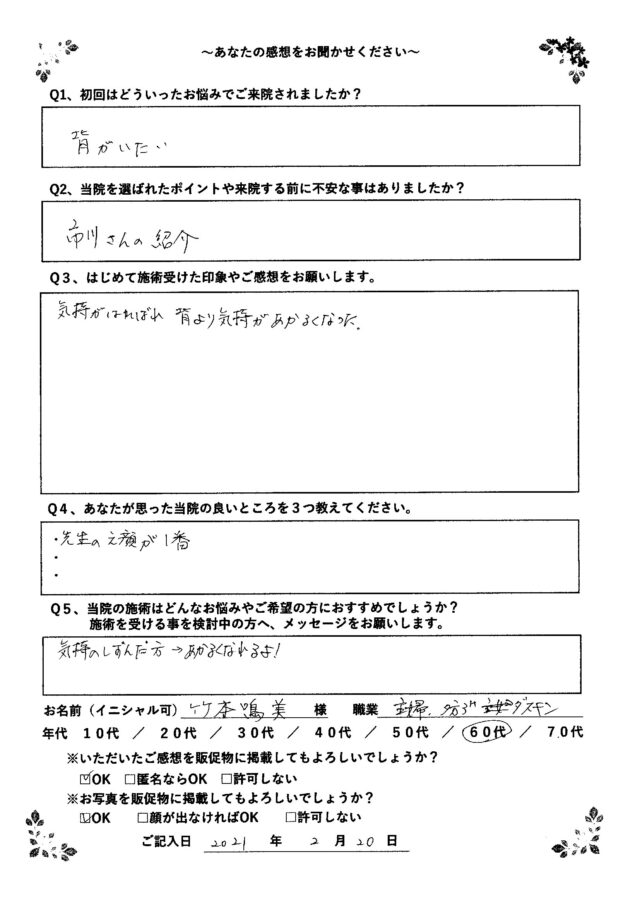 アンケート用紙