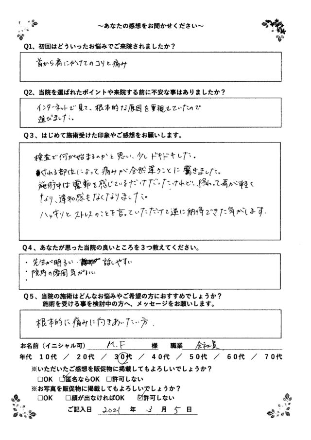 アンケート用紙