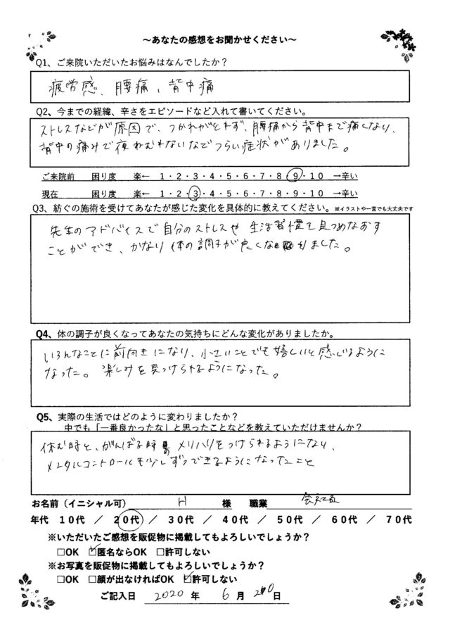アンケート用紙
