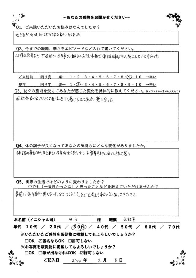 アンケート用紙