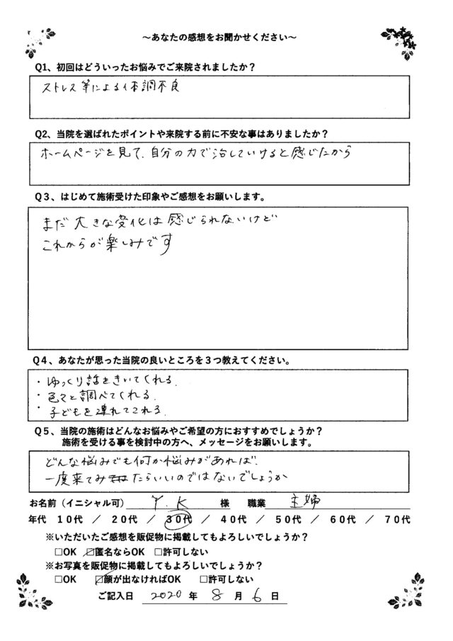 アンケート用紙