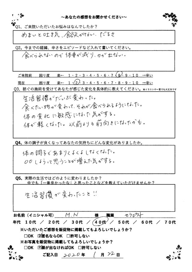 アンケート用紙