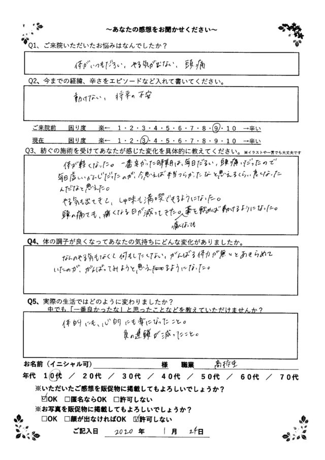 アンケート用紙