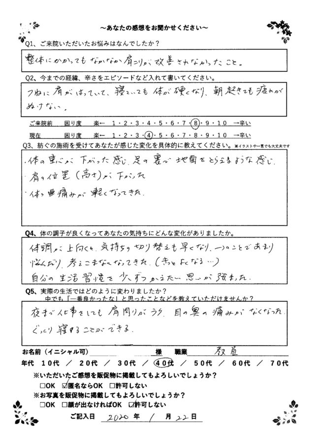 アンケート用紙