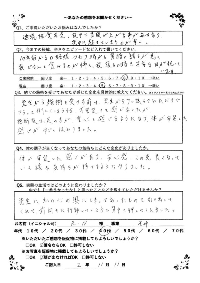 アンケート用紙