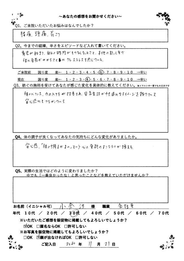 アンケート用紙