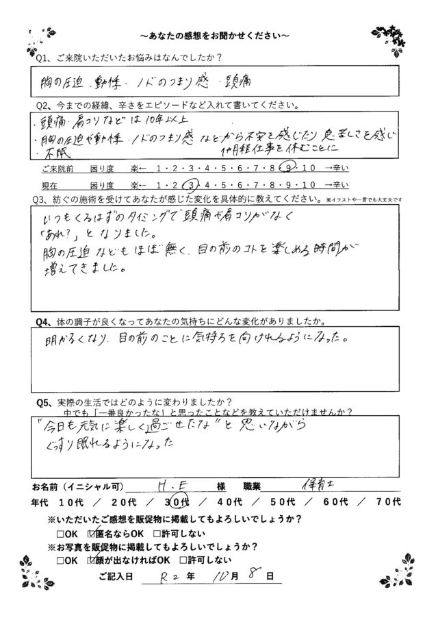 アンケート用紙
