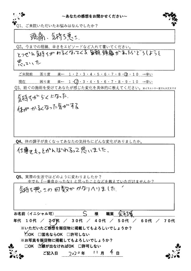 アンケート用紙