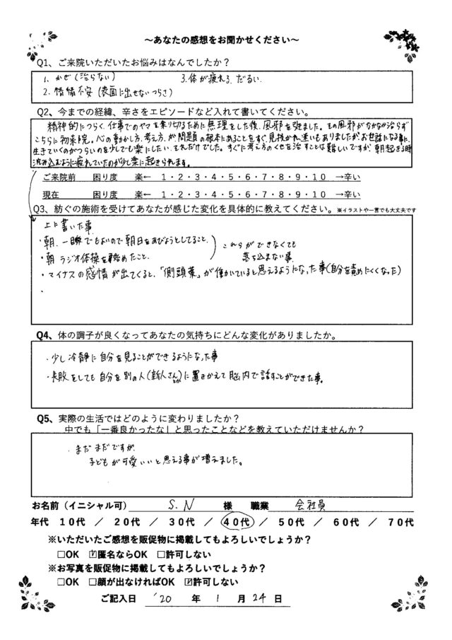 アンケート用紙