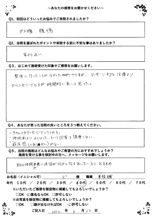 アンケート用紙