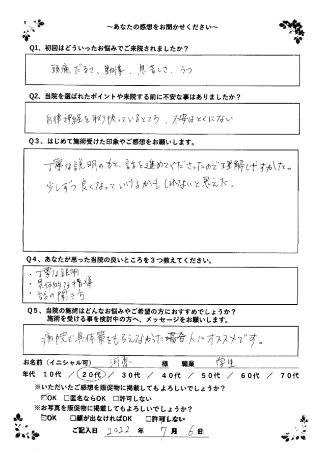 アンケート用紙