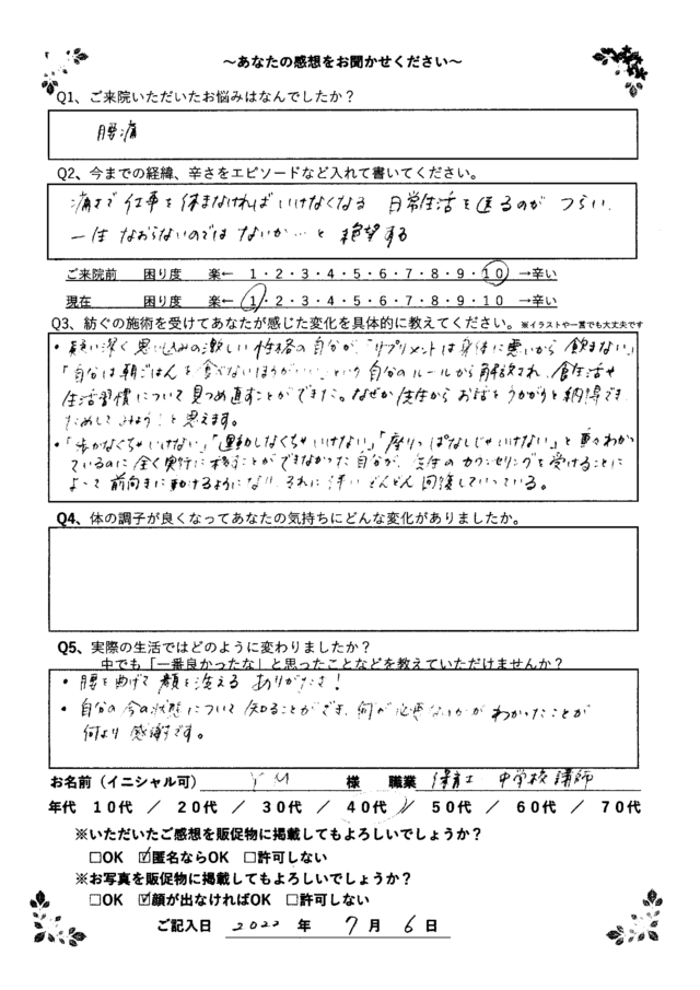 アンケート用紙