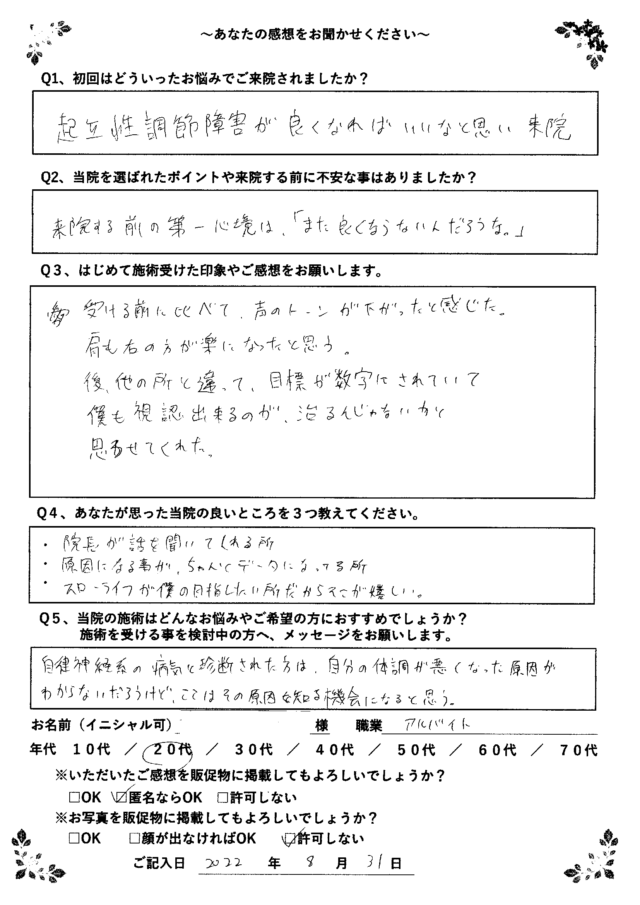 アンケート用紙